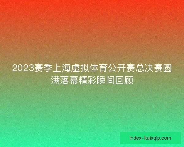 2023赛季上海虚拟体育公开赛总决赛圆满落幕精彩瞬间回顾