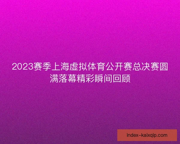 2023赛季上海虚拟体育公开赛总决赛圆满落幕精彩瞬间回顾