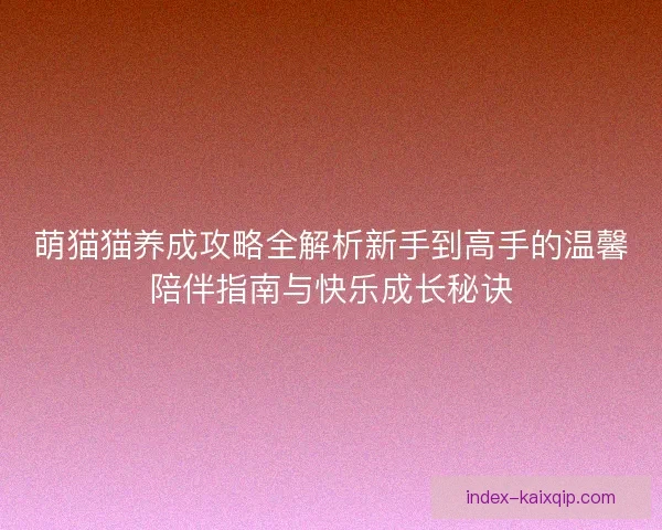 萌猫猫养成攻略全解析新手到高手的温馨陪伴指南与快乐成长秘诀